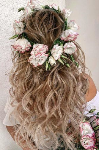 Messy Curls with Floral Crown