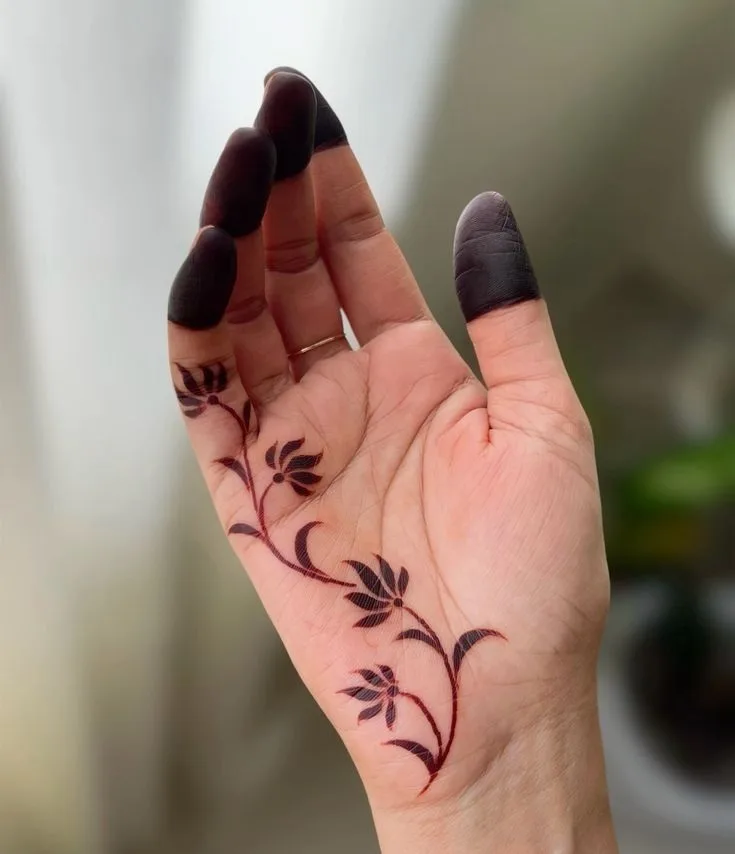 Leafy Vines on Sides of Fingers 